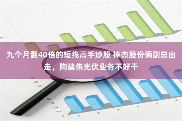 九个月翻40倍的短线高手炒股 棒杰股份俩副总出走，陶建伟光伏业务不好干