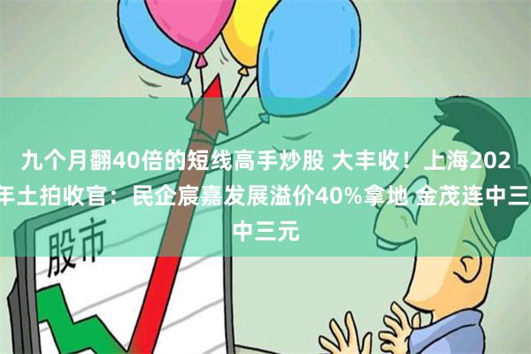 九个月翻40倍的短线高手炒股 大丰收！上海2024年土拍收官