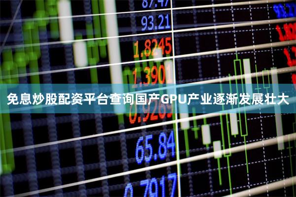 免息炒股配资平台查询国产GPU产业逐渐发展壮大